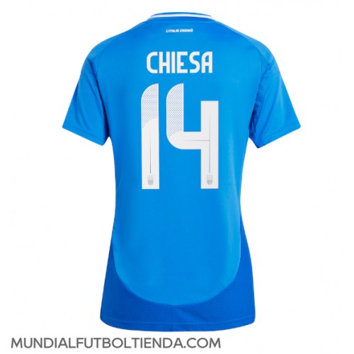 Camiseta Italia Federico Chiesa #14 Primera Equipación Replica Eurocopa 2024 para mujer mangas cortas